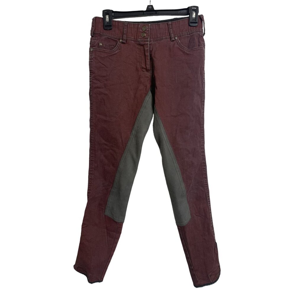 Goode Rider Burgundy and Gray Breeches